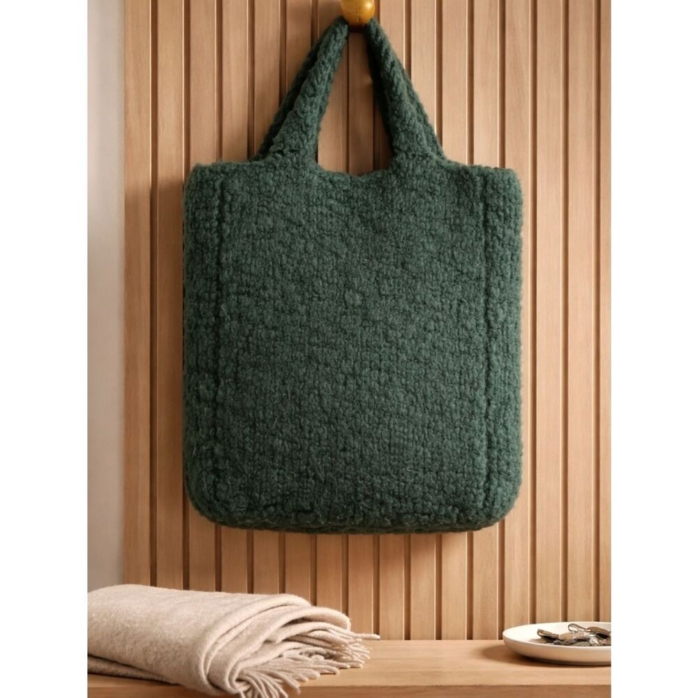 Hand Crafted Sherpa Tote in Deep Green